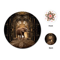 Sculpture Travel Outdoor Nature Elephant Playing Cards Single Design (round)