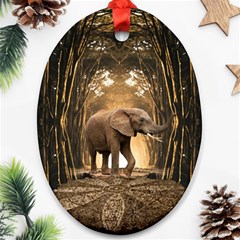 Sculpture Travel Outdoor Nature Elephant Oval Ornament (two Sides) by Wegoenart