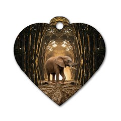 Sculpture Travel Outdoor Nature Elephant Dog Tag Heart (one Side) by Wegoenart