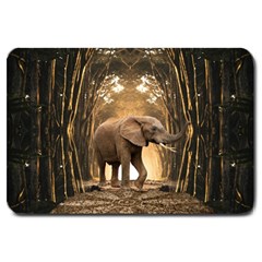 Sculpture Travel Outdoor Nature Elephant Large Doormat  by Wegoenart