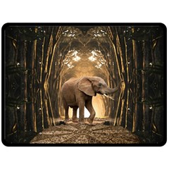 Sculpture Travel Outdoor Nature Elephant Fleece Blanket (large)  by Wegoenart