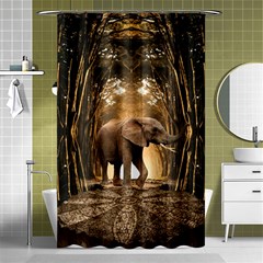 Sculpture Travel Outdoor Nature Elephant Shower Curtain 48  X 72  (small)  by Wegoenart