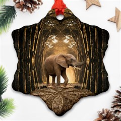 Sculpture Travel Outdoor Nature Elephant Ornament (snowflake) by Wegoenart