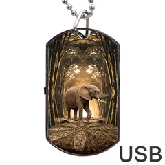 Sculpture Travel Outdoor Nature Elephant Dog Tag Usb Flash (one Side) by Wegoenart