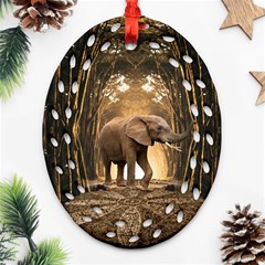 Sculpture Travel Outdoor Nature Elephant Ornament (oval Filigree) by Wegoenart