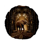 Sculpture Travel Outdoor Nature Elephant Standard 15  Premium Round Cushions Front