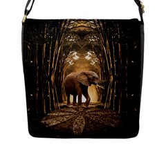 Sculpture Travel Outdoor Nature Elephant Flap Closure Messenger Bag (l) by Wegoenart