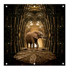 Sculpture Travel Outdoor Nature Elephant Banner And Sign 4  X 4  by Wegoenart