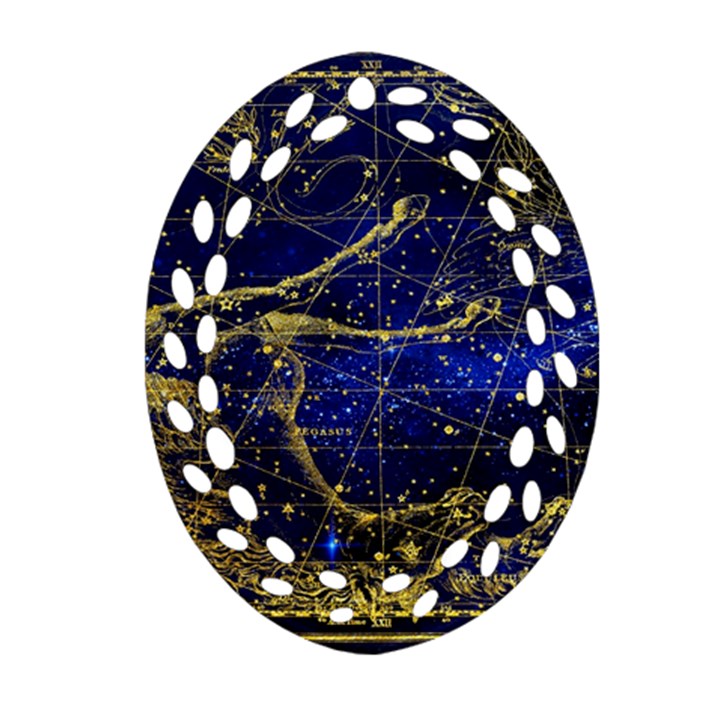 Constellation Horse Dolphin Oval Filigree Ornament (Two Sides)