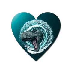 Dinosaur Sea Boat Fantasy Heart Magnet by Wegoenart