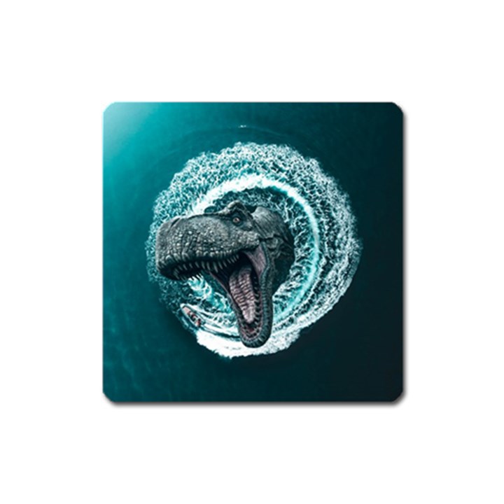 Dinosaur Sea Boat Fantasy Square Magnet