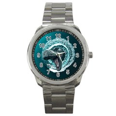 Dinosaur Sea Boat Fantasy Sport Metal Watch by Wegoenart