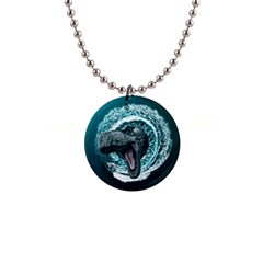 Dinosaur Sea Boat Fantasy 1  Button Necklace by Wegoenart