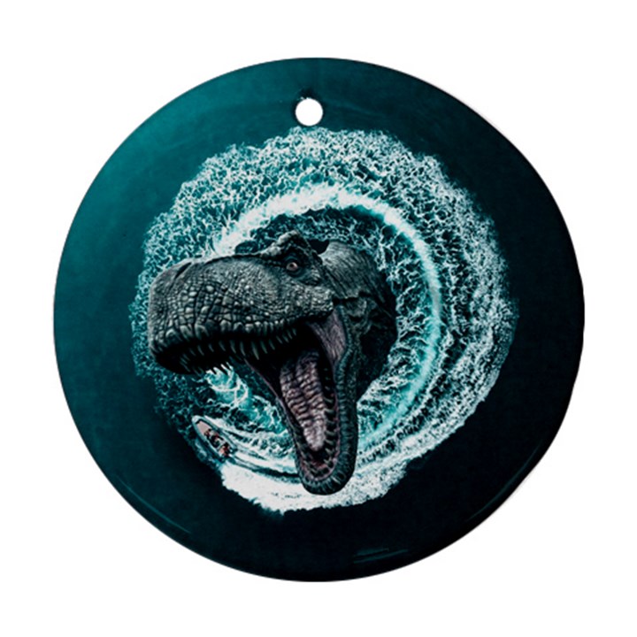 Dinosaur Sea Boat Fantasy Round Ornament (Two Sides)