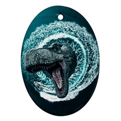 Dinosaur Sea Boat Fantasy Oval Ornament (two Sides) by Wegoenart