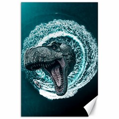 Dinosaur Sea Boat Fantasy Canvas 24  X 36  by Wegoenart