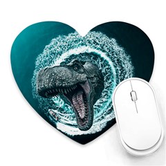 Dinosaur Sea Boat Fantasy Heart Mousepads by Wegoenart