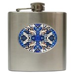 Gold on cobalt Hip Flask (6 oz) Front