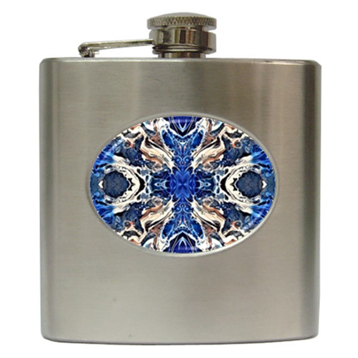 Gold on cobalt Hip Flask (6 oz)