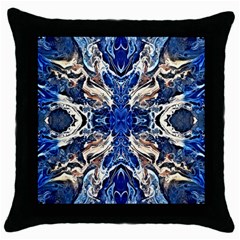 Gold On Cobalt Throw Pillow Case (black) by kaleidomarblingart