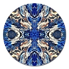 Gold On Cobalt Magnet 5  (round) by kaleidomarblingart