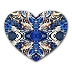 Gold On Cobalt Heart Mousepads by kaleidomarblingart