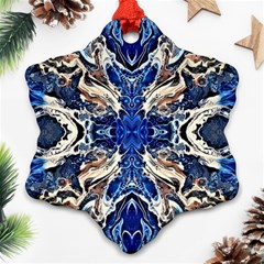 Gold On Cobalt Ornament (snowflake) by kaleidomarblingart