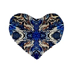 Gold On Cobalt Standard 16  Premium Flano Heart Shape Cushions by kaleidomarblingart