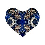 Gold on cobalt Standard 16  Premium Flano Heart Shape Cushions Front