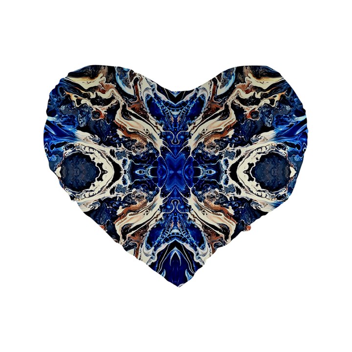 Gold on cobalt Standard 16  Premium Flano Heart Shape Cushions