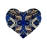 Gold on cobalt Standard 16  Premium Flano Heart Shape Cushions Back