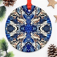 Gold On Cobalt Ornament (round) by kaleidomarblingart