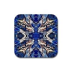 Gold On Cobalt Rubber Coaster (square) by kaleidomarblingart