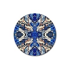 Gold On Cobalt Magnet 3  (round) by kaleidomarblingart