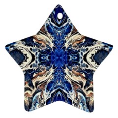 Gold On Cobalt Star Ornament (two Sides) by kaleidomarblingart