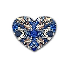 Gold On Cobalt Rubber Coaster (heart) by kaleidomarblingart