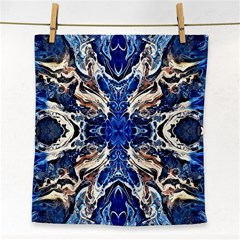 Gold On Cobalt Face Towel by kaleidomarblingart