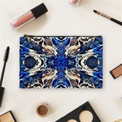 Gold On Cobalt Cosmetic Bag (medium) by kaleidomarblingart