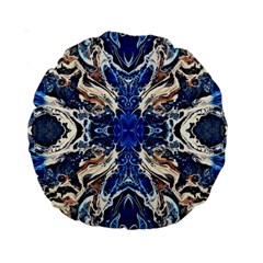 Gold On Cobalt Standard 15  Premium Round Cushions by kaleidomarblingart