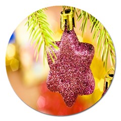 Christmas Decoration Star Magnet 5  (round) by artworkshop