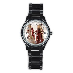 Christmas Figures 3 Stainless Steel Round Watch