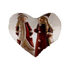 Christmas Figures 3 Standard 16  Premium Flano Heart Shape Cushions by artworkshop