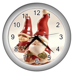 Christmas Figures4 Wall Clock (silver) by artworkshop