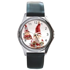 Christmas Figures 5 Round Metal Watch by artworkshop