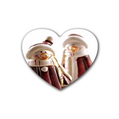 Christmas Figures 6 Rubber Heart Coaster (4 Pack) by artworkshop