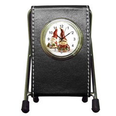 Christmas Figures 7 Pen Holder Desk Clock