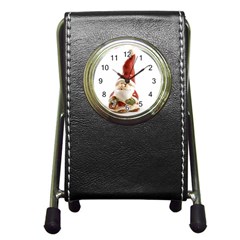 Christmas Figures 8 Pen Holder Desk Clock