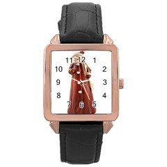 Christmas Figures 10 Rose Gold Leather Watch  by artworkshop