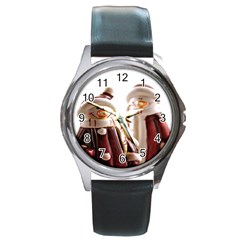 Christmas Figures 11 Round Metal Watch by artworkshop