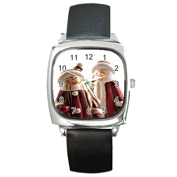 Christmas Figures 11 Square Metal Watch